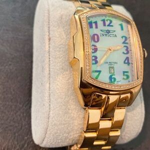 Rare Invicta Wildflower Ladies Watch Model 4706 Diamond Bezel Rose Gold Tone 7"